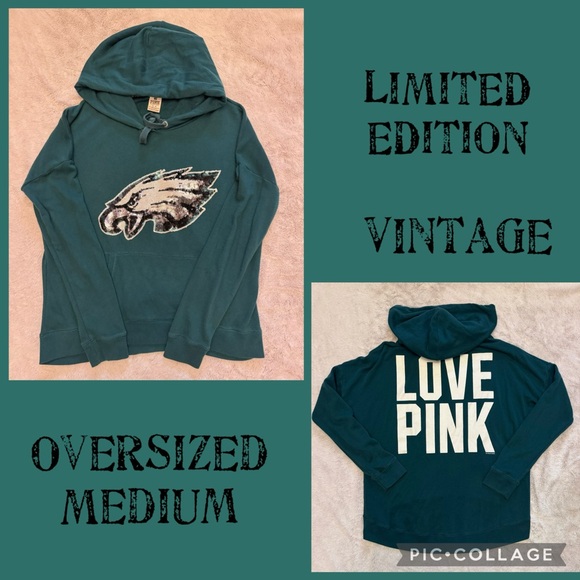 VS PINK LIMITED EDITION VINTAGE HOODIE SWEATSHIRT PHILADELPHIA EAGLES BLING HTF - Picture 1 of 9